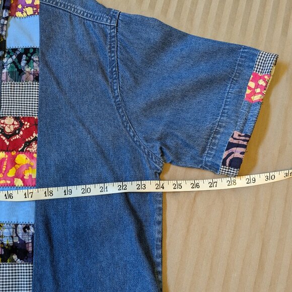 Handcrafted Embellished Denim Patchwork Shirt Upcycled Handmade - Picture 7 of 9